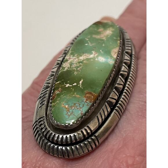 William G Johnson Navajo Lge Royston Turquoise Ring 10 Green Golden Brown Matrix - Picture 9 of 15